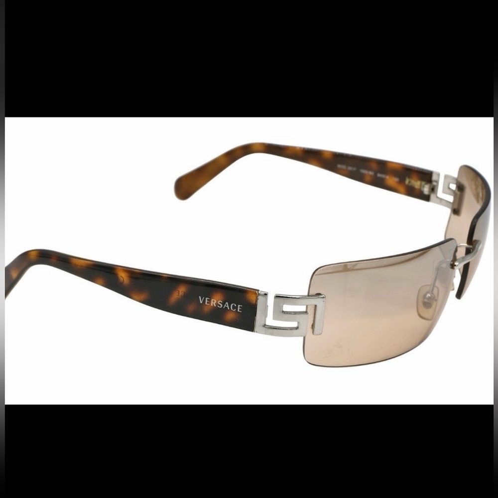 Vintage Versace Rimless Sunglasses MOD 2017 1000/8Z Brown Gradient w/ Case